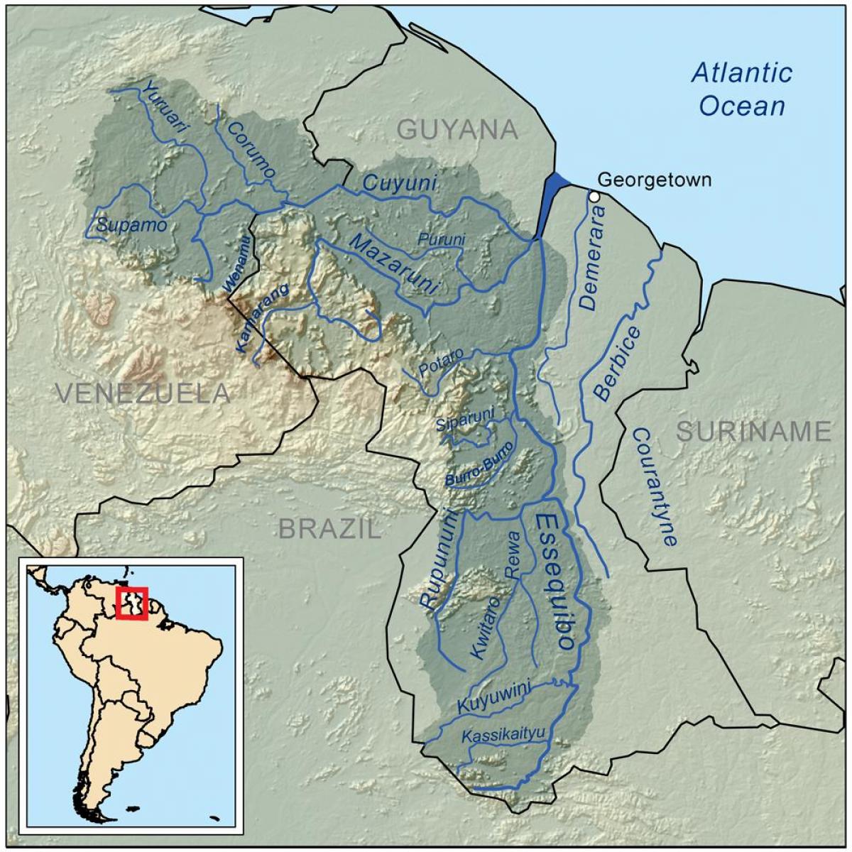 bản đồ của Na hiển thị chính ba sông